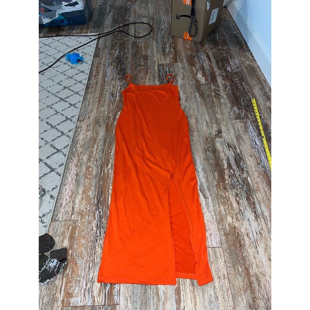 Women’s Fashion Nova Orange Bodycon Spaghetti Strap Maxi Dress Size  Large